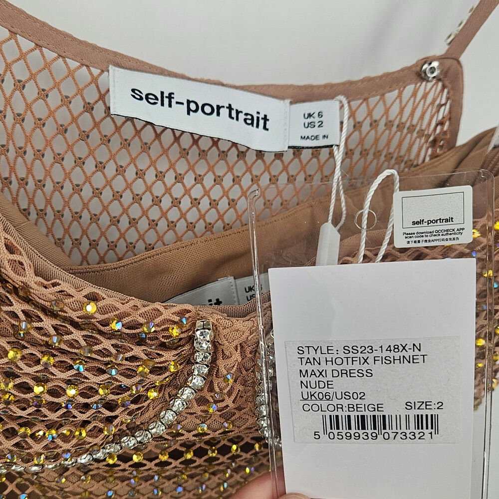 Self-Portrait Embellished Fishnet Maxi Dress‎ NEW US Size 2 / UK 6 - Picture 9 of 16